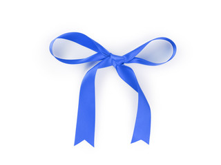 handmade blue ribbon bow from above