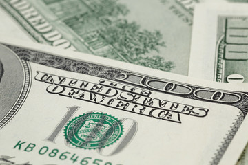 one hundred dollar bills macro photo