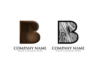 initial B wooden texture contour vector logo icon