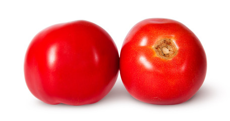 Two red ripe tomatoes