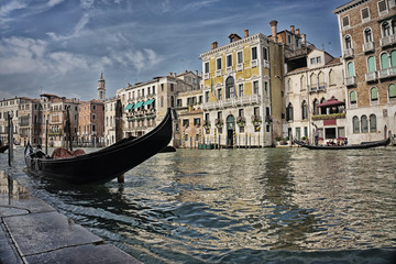 Gondola on the Grand Canal in Venice, Italy.