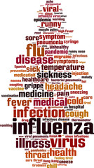 Obraz premium Influenza word cloud concept. Vector illustration