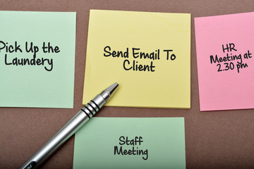 Schedule your day with notes closeup.