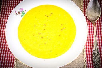 Diet and Healthy Organic Food: Pumpkin Soup.