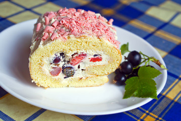Delicious Berry Cake, Decorated with Pink Sprinkles.
