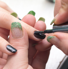 manicure in beauty salon
