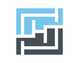 abstract letter H square maze logo