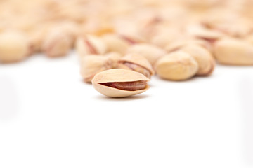 pistachios on a white background. close