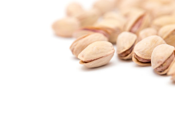 pistachios on a white background. close