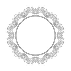 Round black doodle ornament  with place for text 