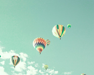 Fototapeta premium Vintage hot air balloons in flight