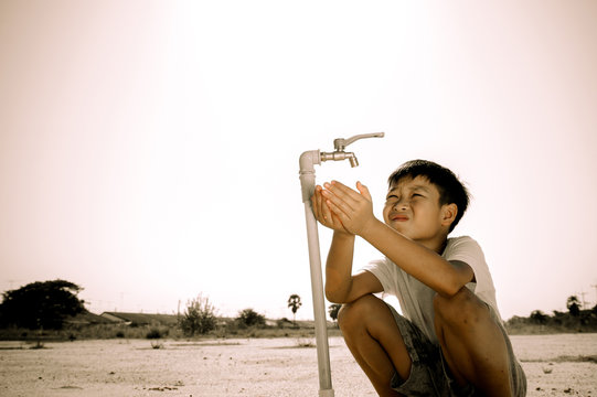 Water faucet on dry land