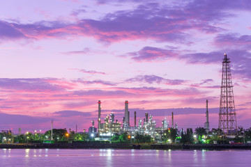 oil refinery industry plant with sunrise background in bangkok,