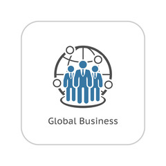 Global Business Icon. Flat Design.