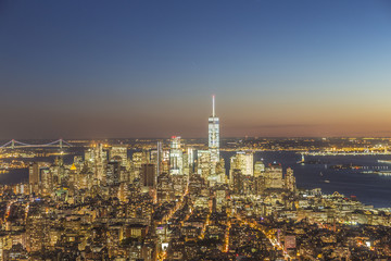 skyline of  New York by night