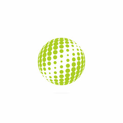 Abstract sphere swirl icon Logo, Green dots design