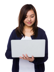 Fototapeta premium Asian Woman use of the notebook computer