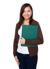 Woman hold with clipboard