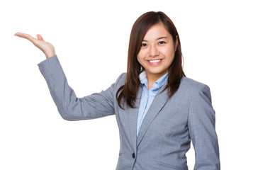 Aisan Businesswoman with hand showing blank sign