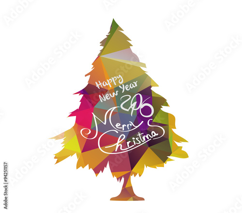 &quot;Happy new year and Merry Christmas with tree greeting card&quot; Stock