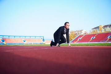 business man ready to sprint