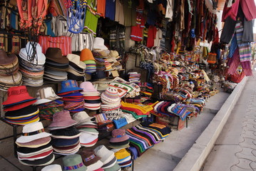 Fototapeta na wymiar Handicraft market in Copacabana, Bolivia.