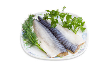 Two fillet of salted atlantic mackerel, dill and parsley