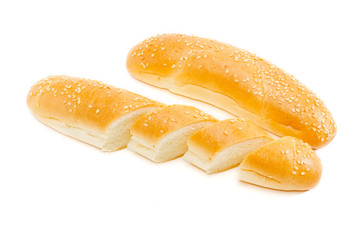 Two buns, sprinkled with sesame seeds