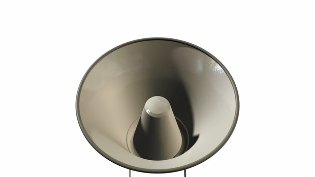 A loudspeaker pulsating in size on an isolated background
