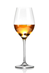 Glass of white wine, isolated on white