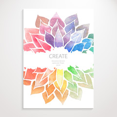 Watercolor rainbow flowers. Poster