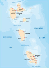 guadeloupe,dominica and martinique map