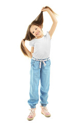 Beautiful little girl, isolated on white