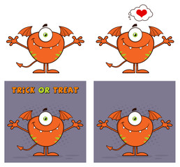 Goofy Monster Character. Collection Set