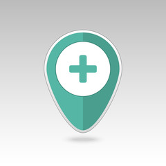 Plus, Hospital ,Pharmacy, Clinic pin map icon. 