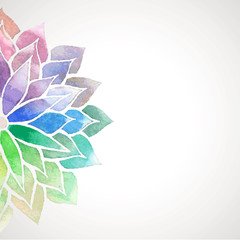 Vector rainbow watercolor painted flower on white background