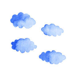 Watercolor clouds isolated on white background