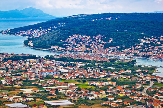 Trogir and Ciovo island aerial view