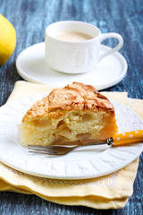 Slice of pear sponge cake