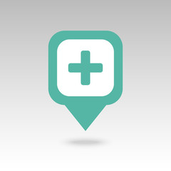 Plus, Hospital ,Pharmacy, Clinic pin map icon. 