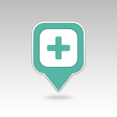 Obraz premium Plus, Hospital ,Pharmacy, Clinic pin map icon. 
