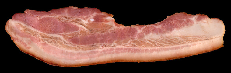 Pork Belly Bacon Rasher Isolated on Black Background