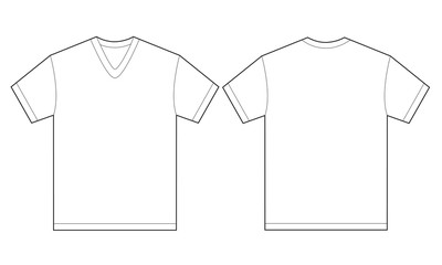 White V-Neck Shirt Design Template For Men