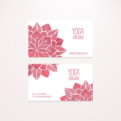  Vector business cards templates with watercolor pink flowers