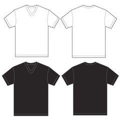 Black White V-Neck Shirt Design Template For Men