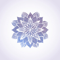 Watercolor violet lace pattern. Vector element. Mandala