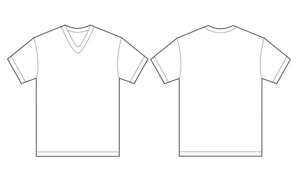White V-Neck Shirt Design Template For Men