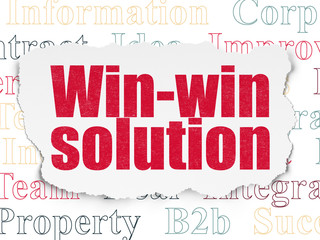 Business concept: Win-win Solution on Torn Paper background