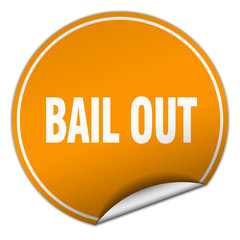 bail out round orange sticker isolated on white