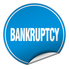 bankruptcy round blue sticker isolated on white